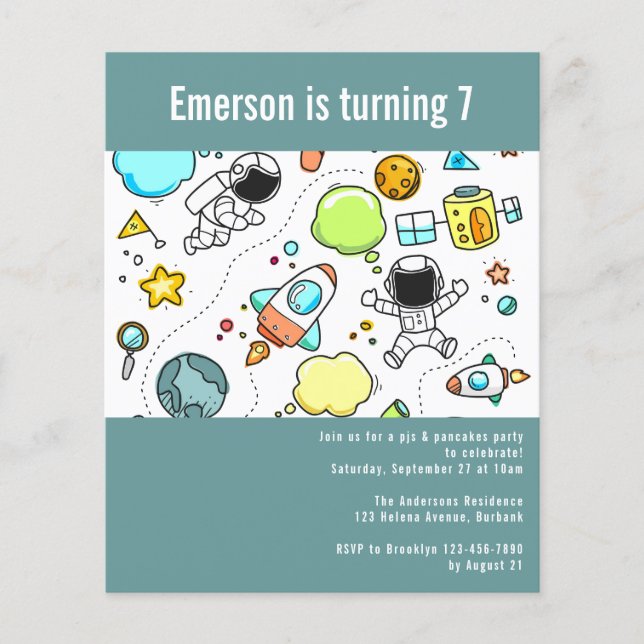 BUDGET Space Astronaut Födelsedagsfest inbjudan (Framsida)