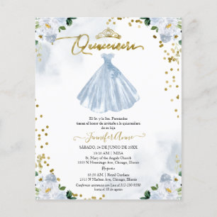 Budget Spansk Quinceanera-inbjudan Blommig