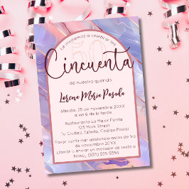 Budget Spanska Lilans Rosa Agate 50:e födelsedagen Inbjudningar