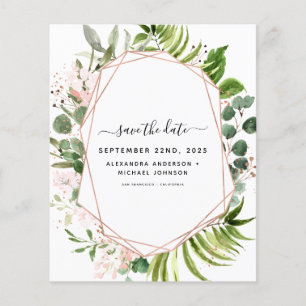 Budget Spara datum Eucalyptus Greenery Geometric Flygblad