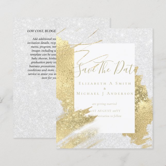 BUDGET Spara datum Guld Folie Glitter Look Abstrak (Fram/baksida)