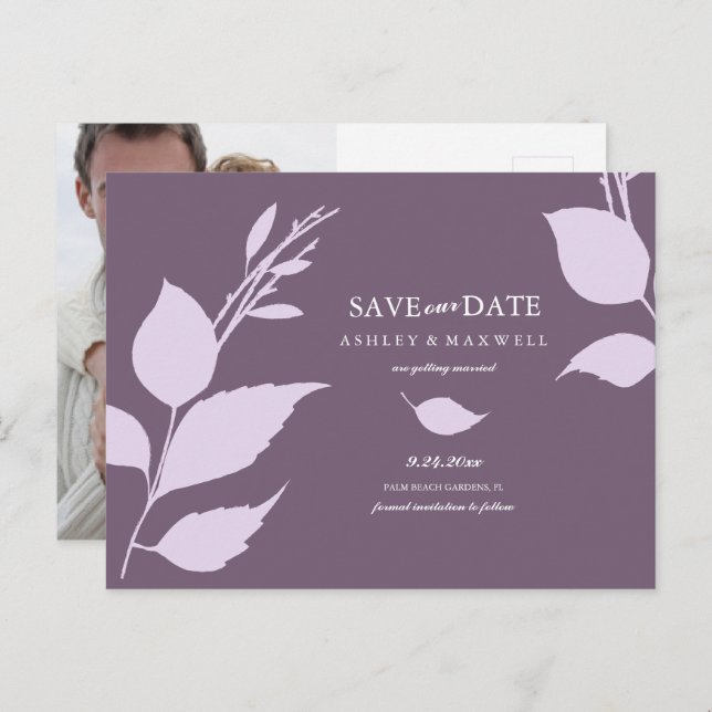 Budget Spara Datum Lila Meddelande Vykort (Fram/baksida)