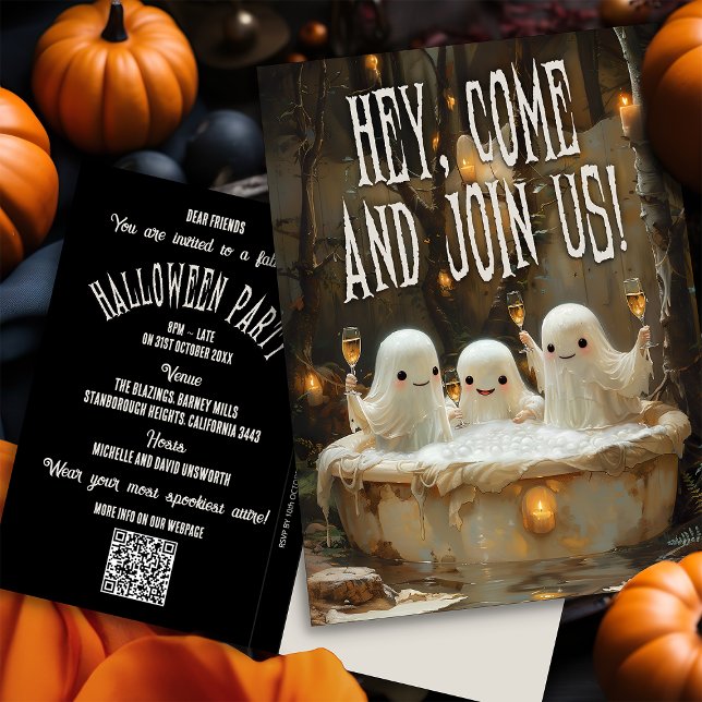 Budget Spöken Jacuzzi Vuxen Halloween-inbjudan Vykort (Skapare uppladdad)