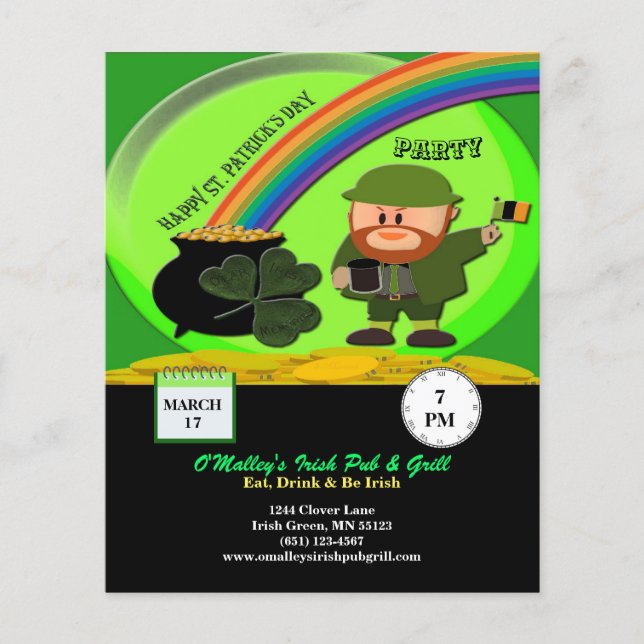 Budget St patrick's day Leprechaun, Pot of Guld Flygblad (Framsidan)
