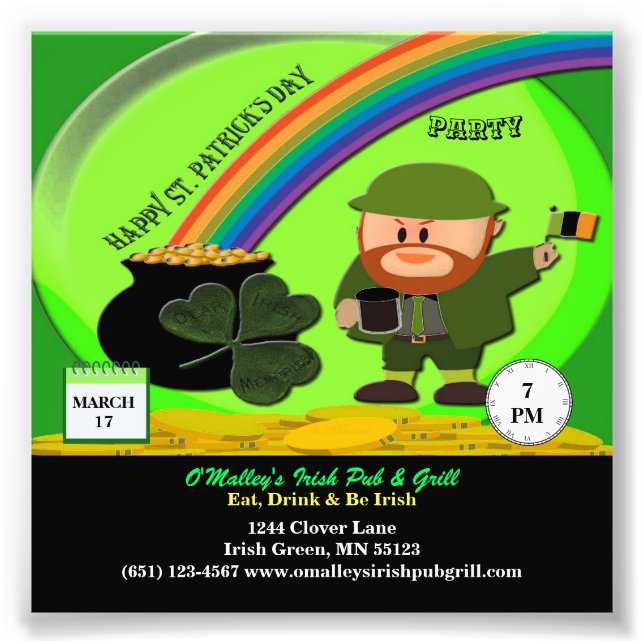 Budget St patrick's day Leprechaun, Pot of Guld Fototryck (Framsidan)