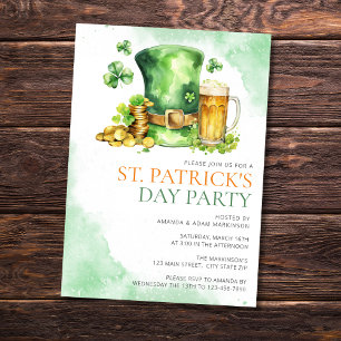 Budget St. Patricks Day Watercolor Simple Party Inbjudningar