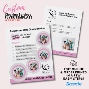 ⭐️ BUDGET Städning tjänster DIY Template Candy Ros Flygblad
