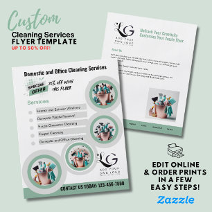 ⭐️ BUDGET Städning tjänster DIY Template Sage Grön Flygblad