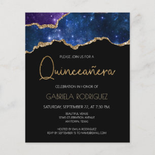 Budget Starry Agate Geode Quinceañera-inbjudan