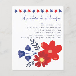 Budget Stars Blommigt Independence day Inbjudan