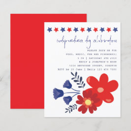 Budget Stars Blommigt Independence day Inbjudan
