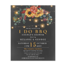 Budget String Light Sunblommor I DO BBQ-inbjudan