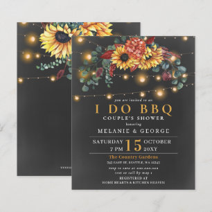 Budget String Light Sunblommor I DO BBQ-inbjudan