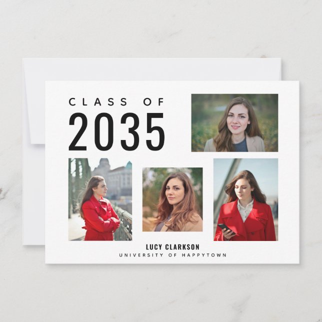 Budget Student 4 Photo Styled Collage Studenten Anteckningskort (Framsida)