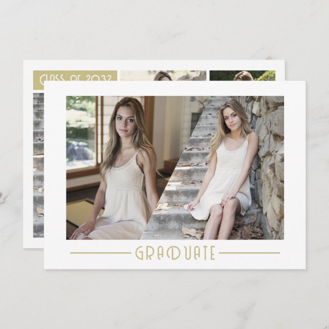 Budget Student Grad 6 Photo Collage Studenten Anteckningskort (Fram/baksida)