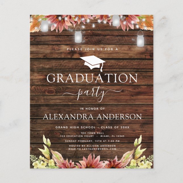 Budget Studenten 2023: Rustic Wood Solros Flygblad (Framsidan)