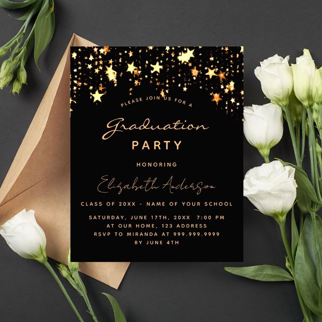 Budget studenten 2025 party svarta guld-stjärnor (Skapare uppladdad)