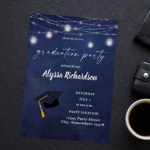 Budget Studenten Hat Chalkboard Party Blue Flygblad