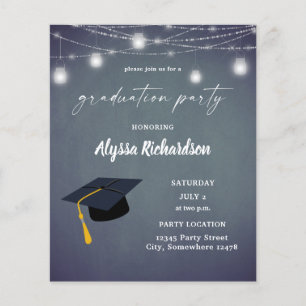 Budget Studenten Hat Chalkboard Party Blue Grått Flygblad
