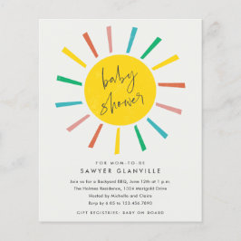 Budget Sun Script Modern Baby Shower-inbjudan