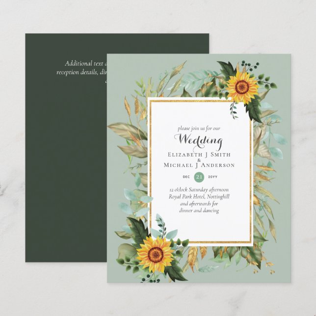 BUDGET Sunblommor Eucalyptus Greenery Bröllop (Fram/baksida)