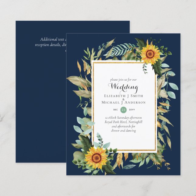 BUDGET Sunblommor Eucalyptus Greenery Bröllop (Fram/baksida)