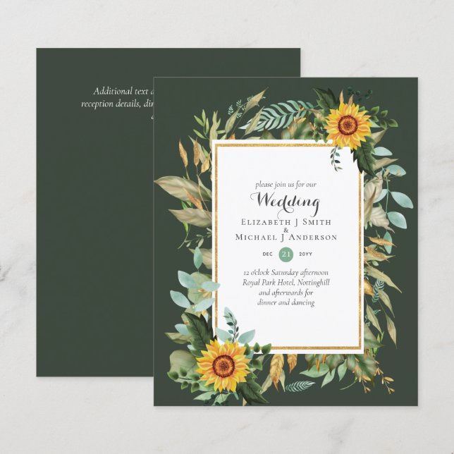 BUDGET Sunblommor Eucalyptus Greenery Bröllop (Fram/baksida)