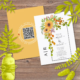 BUDGET Sunblommor QR-kod bröllopsinbjudan