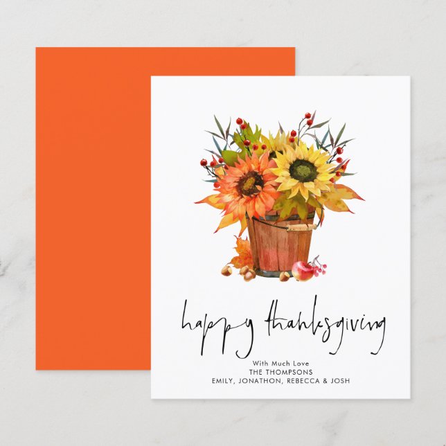 Budget Sunblommor Red Berries Happy thanksgiving (Fram/baksida)