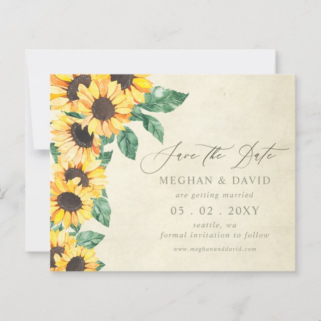 Budget Sunflowers Garden Floral Save the Date (Framsida)