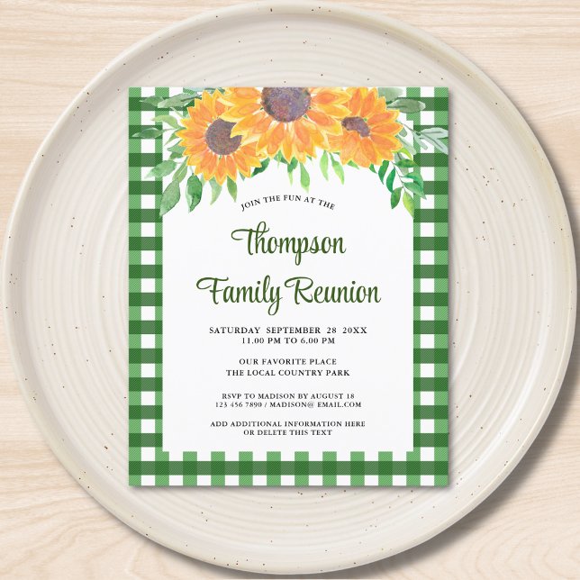Budget Sunflowers Gingham Familjesammankomst (Skapare uppladdad)
