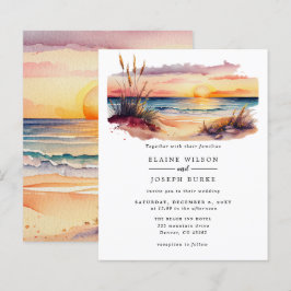 Budget Sunset Beach Sea Wedding bjudande