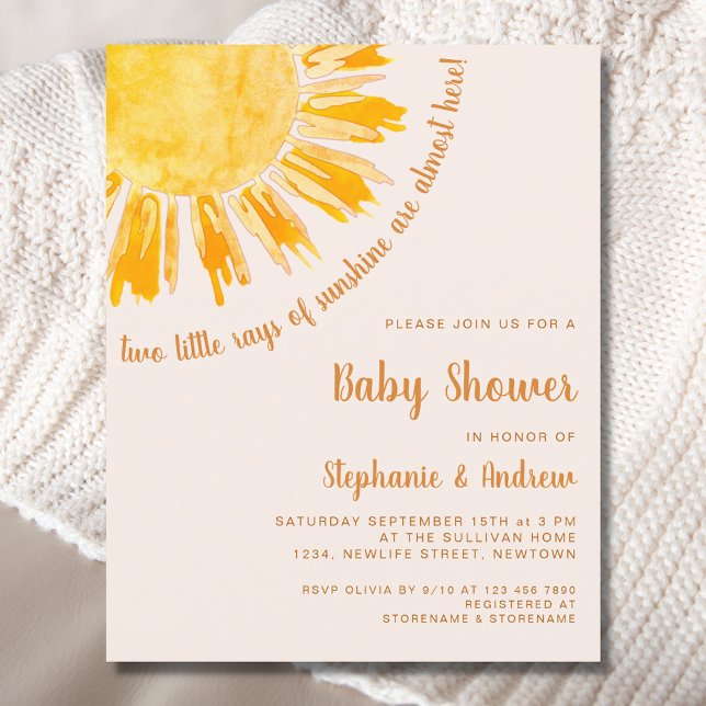 Budget Sunshine Par Twillingar Baby Shower Inbjuda (Skapare uppladdad)