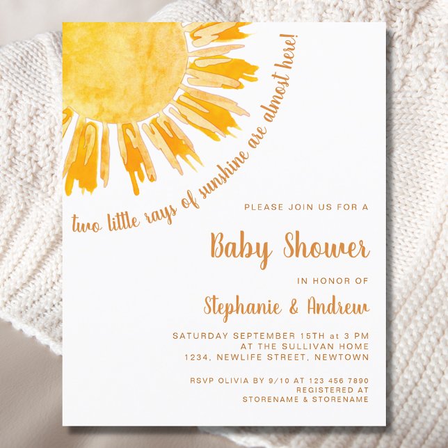 Budget Sunshine Par Twillingar Baby Shower Inbjuda (Skapare uppladdad)