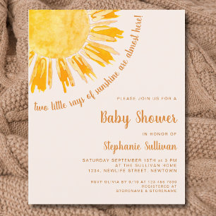 Budget Sunshine Twillingars Baby Shower Inbjudan
