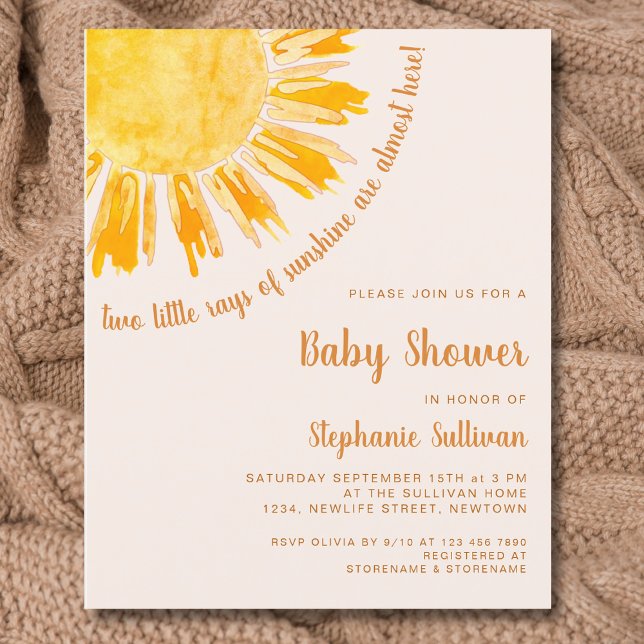 Budget Sunshine Twillingars Baby Shower Inbjudan (Skapare uppladdad)