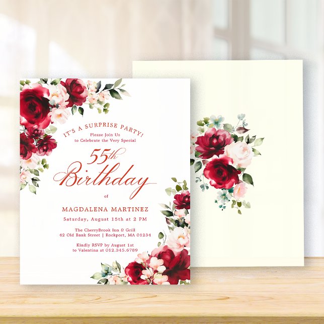 BUDGET SURPRISE PARTY 55th Birthday Pink Red Rose (Skapare uppladdad)