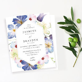 Budget Svart Blå Blommig Bröllop