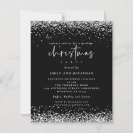 Budget Svart glitter-julparty-inbjudan