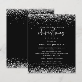 Budget Svart glitter-julparty-inbjudan