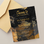 Budget svart guld 50-års födelsedagsfest inbjudan<br><div class="desc">Modern stilren unik inbjudan för 50-årsfirande för män med elegant guld- och svartabstrakta penseldrag BUDGET födelsedagsfirande överraskningsfest. Lämplig för alla åldersmilstolpar för mäns födelsedag: 21:a, 30:e, 40:e, 50:e, 60:e, 70:e, 75:e, 80:e, 90:e, 100:e. VÄNLIGEN LÄS DETTA INNAN KÖP! Detta är en budgetvänlig inbjudan tryckt på ett pappersark (varje ark har...</div>