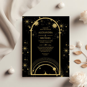 Budget Svart Guld Celestiala Stjärnor Bröllop