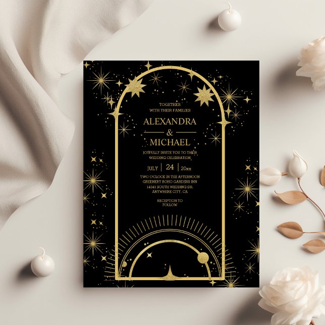 Budget Svart Guld Celestiala Stjärnor Bröllop (Skapare uppladdad)