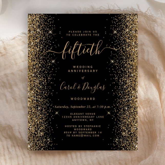Budget Svart Guld Glitter 50-årsjubileum Party (Skapare uppladdad)