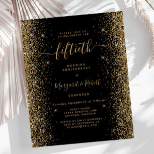 Budget Svart Guld Glitter 50-årsjubileumsparty