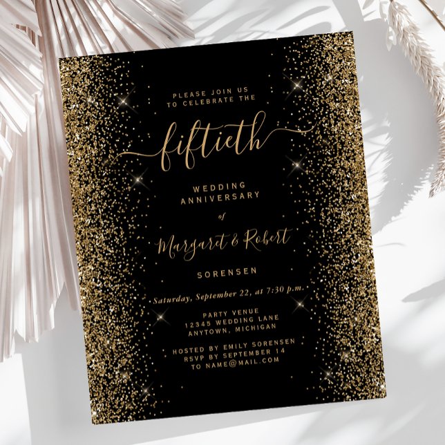Budget Svart Guld Glitter 50-årsjubileumsparty (Skapare uppladdad)