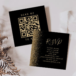 Budget Svart Guld Glitter Bröllops QR-kod RSVP Tilläggskort