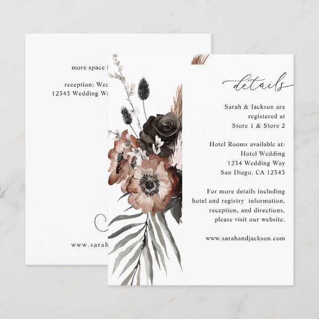 Budget Svart & Naturlig Blommig Boho Detaljer (Fram/baksida)
