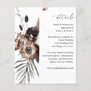 Budget Svart & Naturlig Blommig Boho Detaljer Flygblad