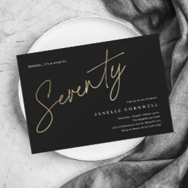 Budget Svart och Guld 70-års Födelsedagsinbjudan